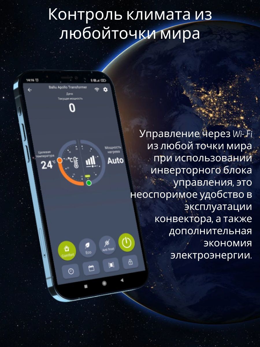 Комплект Ballu Apollo BEC/AT-2500 BCT/EVU-4I с wi-fi (инверторный)