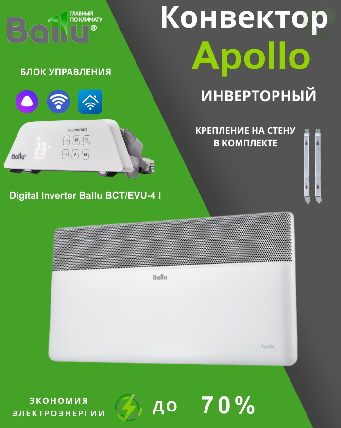 Комплект Ballu Apollo BEC/AT-2500 BCT/EVU-4I с wi-fi (инверторный)
