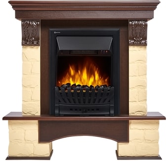 Портал Firelight Forte Classic U (угловой, камень бежевый/шпон темный дуб)